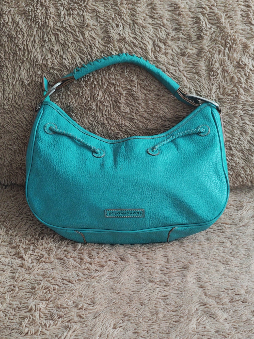 BCBGMaxAzria Turquoise Pebbled Leather Shoulder Hobo